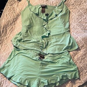 Bisou Bisou Light Green Ruffle Pajama Set